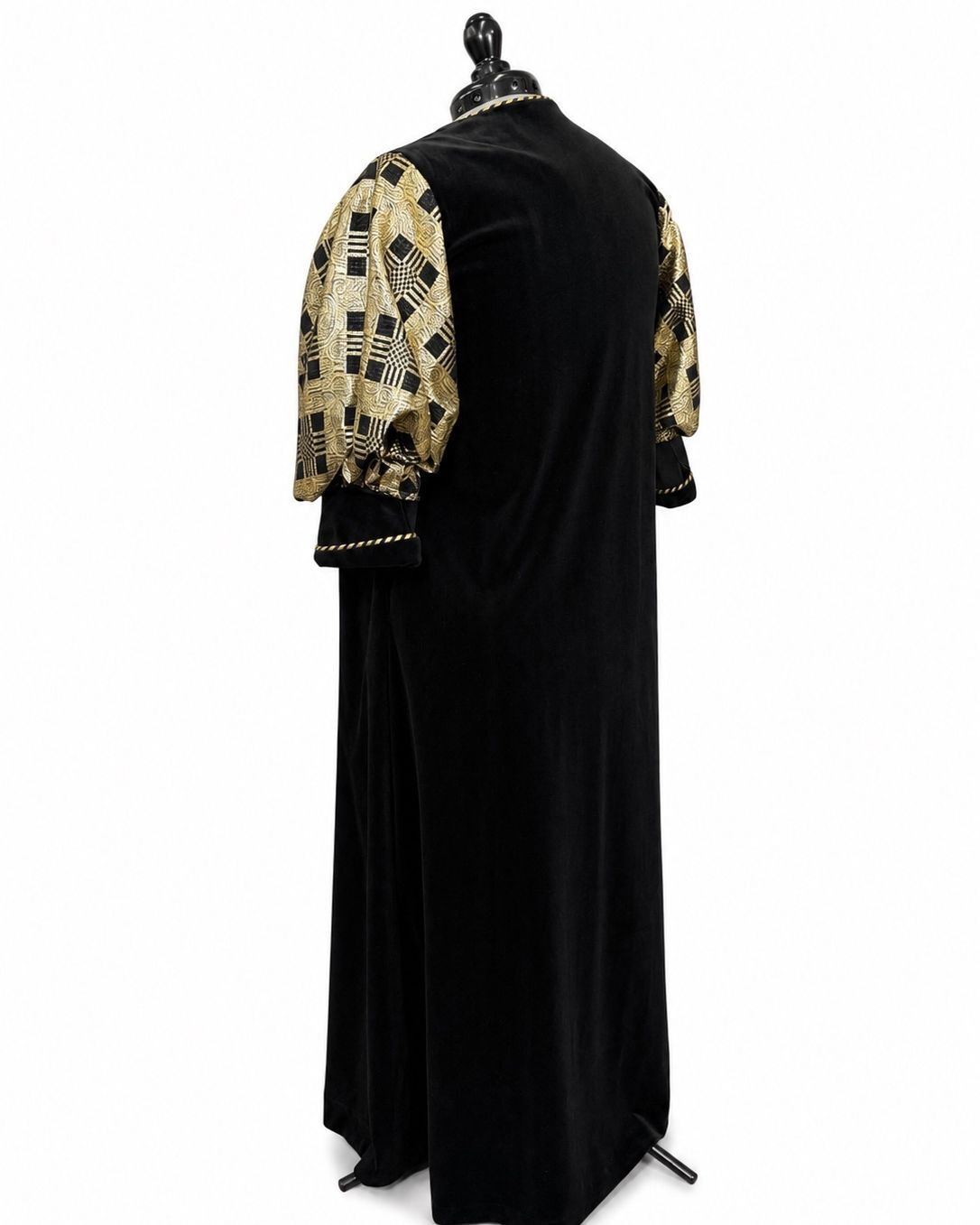 David Brown California Black & Gold Geometric Velvet Gown w/ Quarter Zip (M)