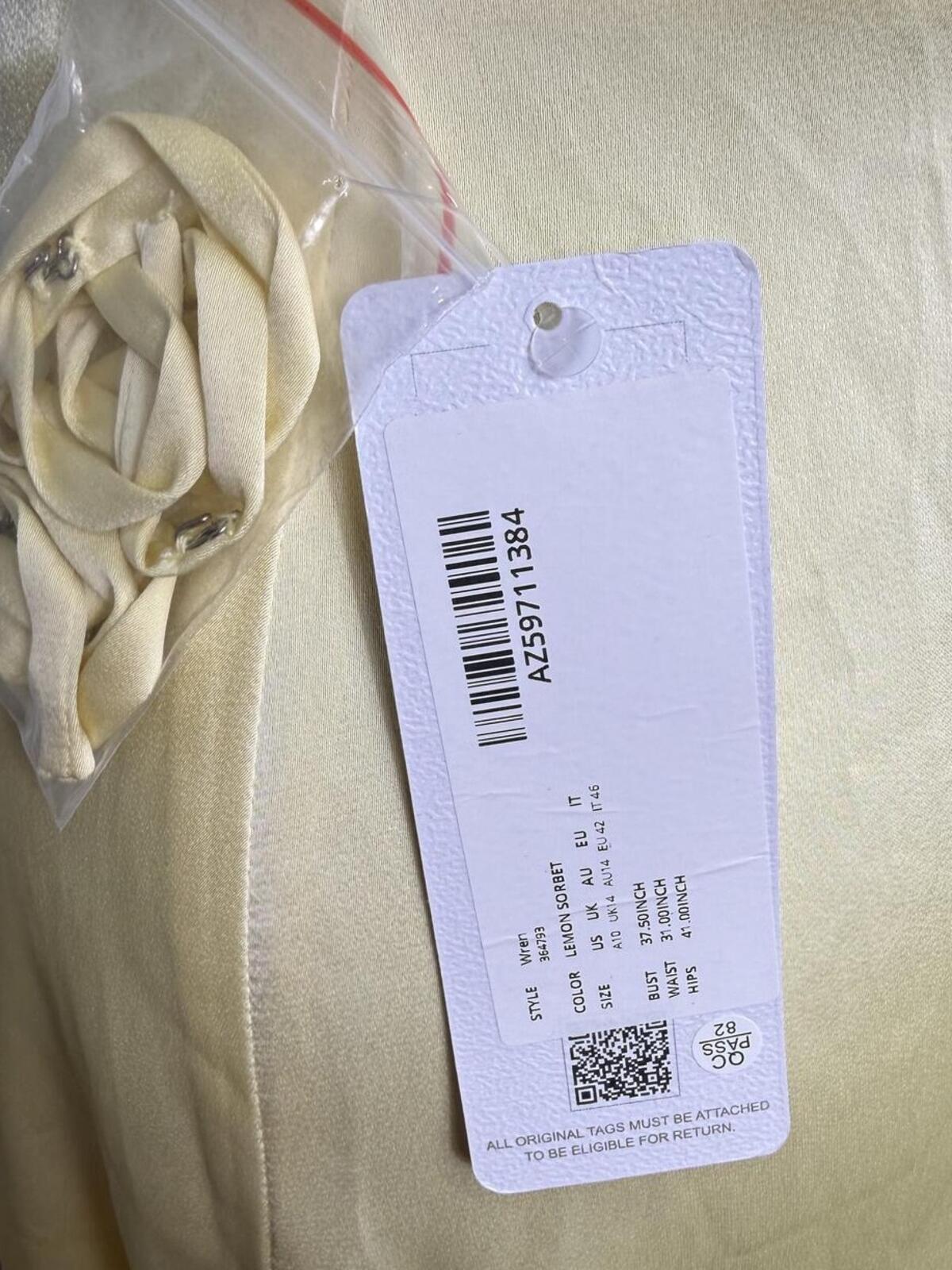 Azazie Wren Lemon Sorbet Stretch Satin A-Line Bridesmaids Dress (Size 10)