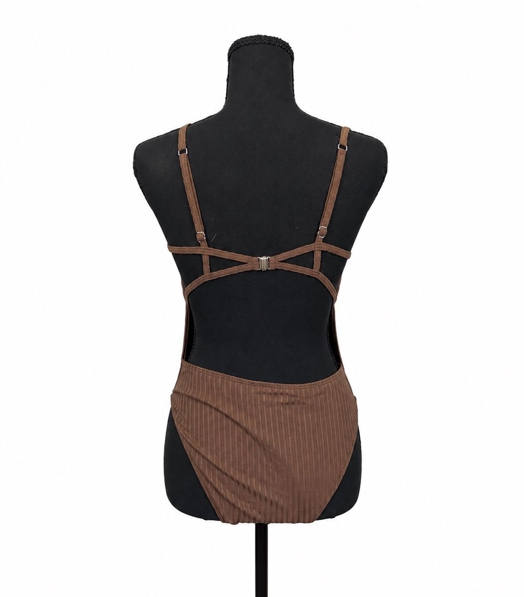 Zaful Mocha Brown Ribbed One Piece Swim Suit (M)