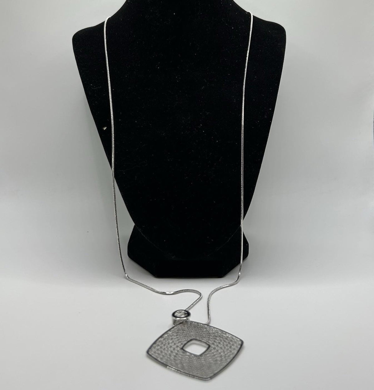 Christopher & Banks Silver Delicate Square Drop 32 in Necklace