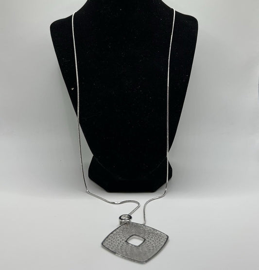 Christopher & Banks Silver Delicate Square Drop 32 in Necklace
