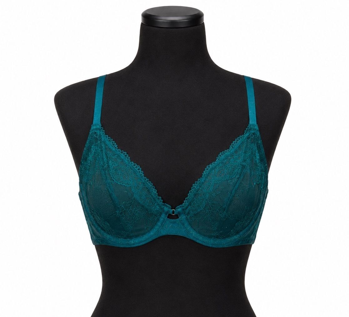 Auden Teal Unlined Balconette Underwire Bra (32B)