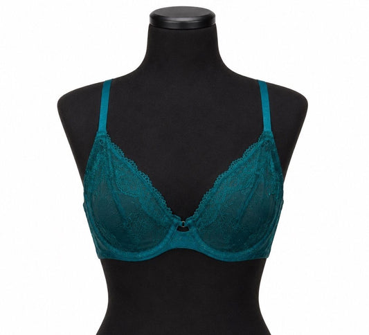 Auden Teal Unlined Balconette Underwire Bra (32B)