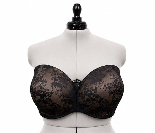 Curvy Couture Intimates Black Lace Underwire Bra w/ Removeable Straps (44G)