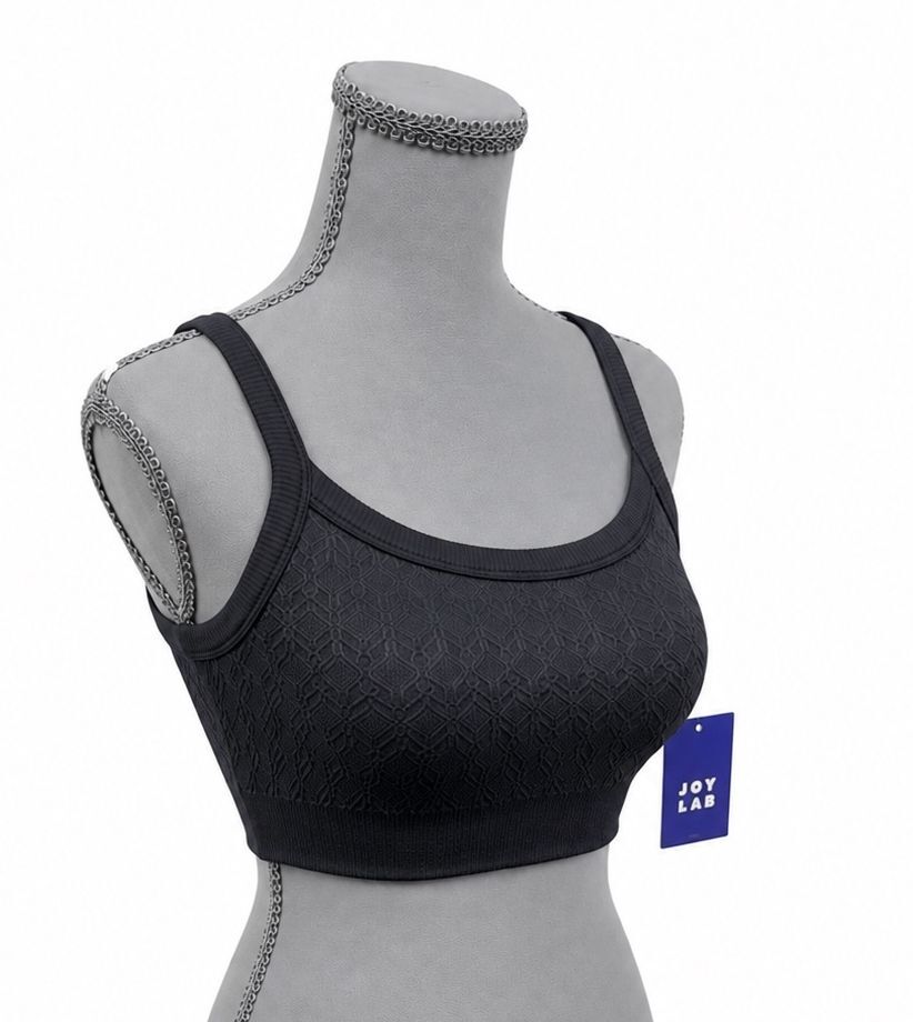Joy Lab Black Patterned Seamless Sports Bra (S)