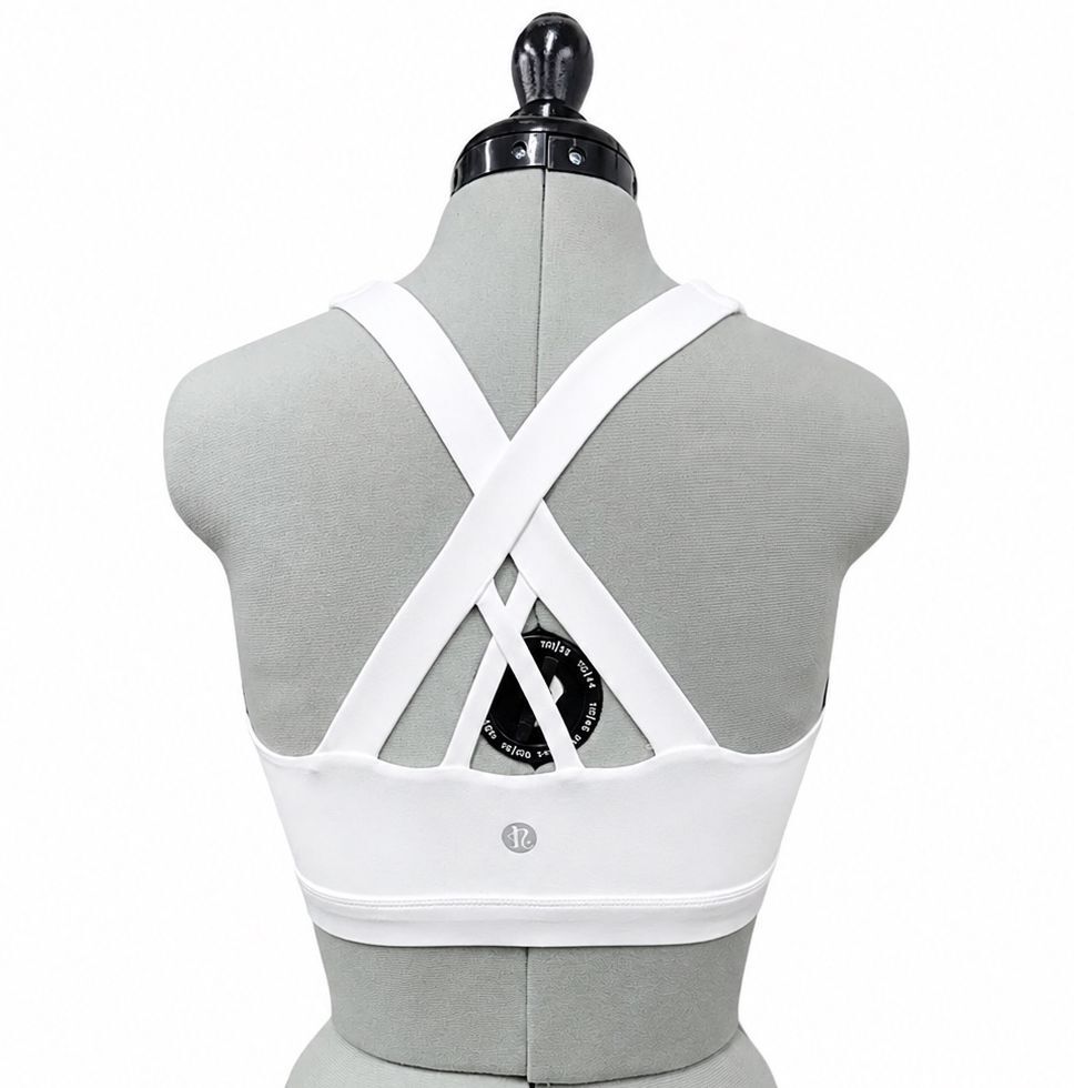 White Criss-Cross Padded Strappy Sports Bra (M)